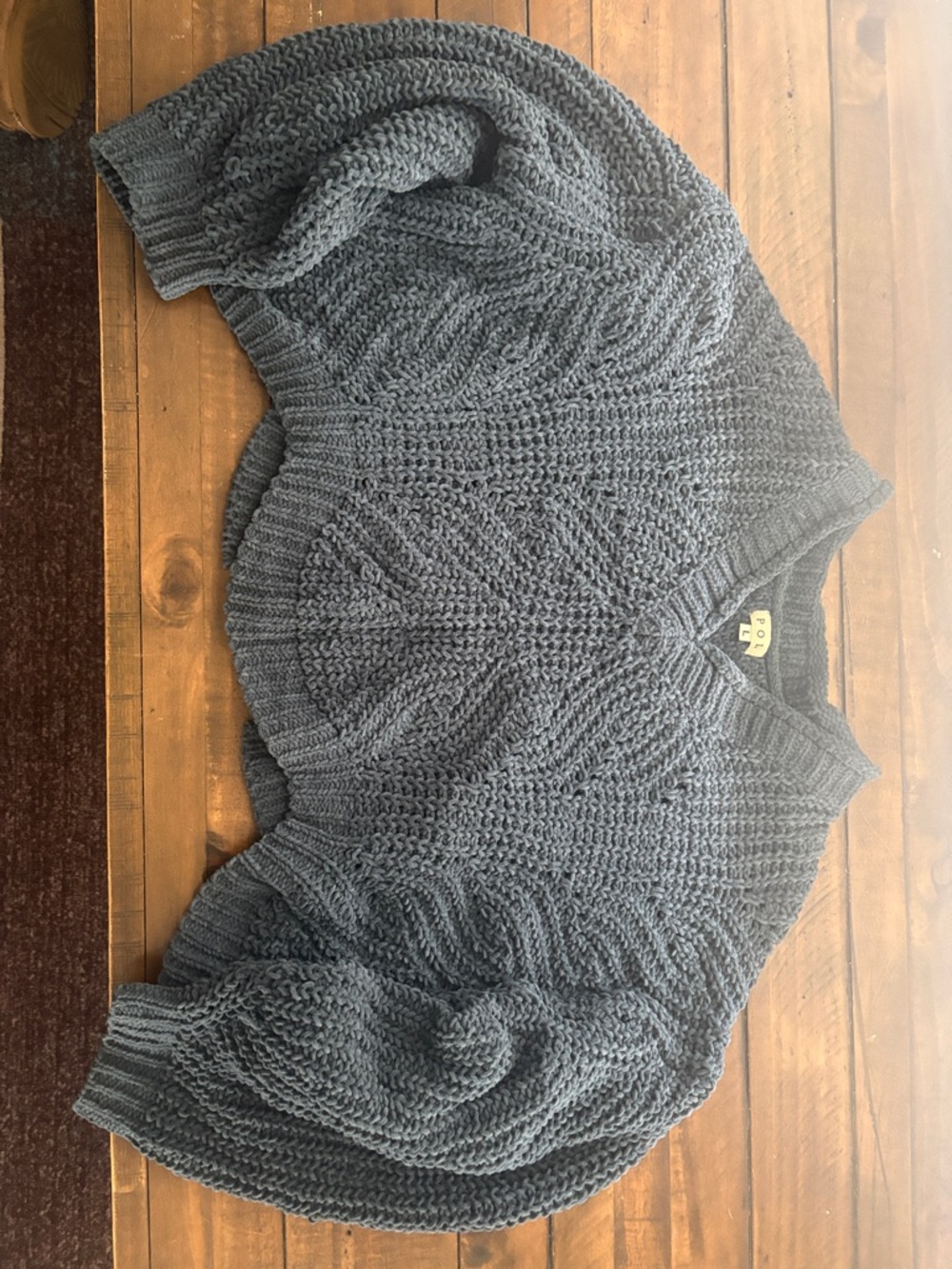 POL Chunky Cable Knit Sweater in Slate Gray